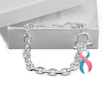 Load image into Gallery viewer, Pink &amp; Teal Awareness Ribbon Chunky Charm Bracelets - Fundraising For A Cause