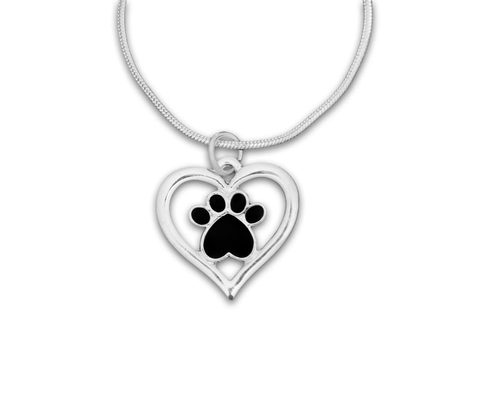 Paw Print Heart Charm Necklaces - Fundraising For A Cause