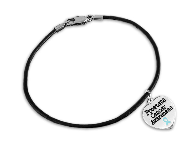 Prostate Cancer Awareness Heart Leather Bracelets - Fundraising For A Cause
