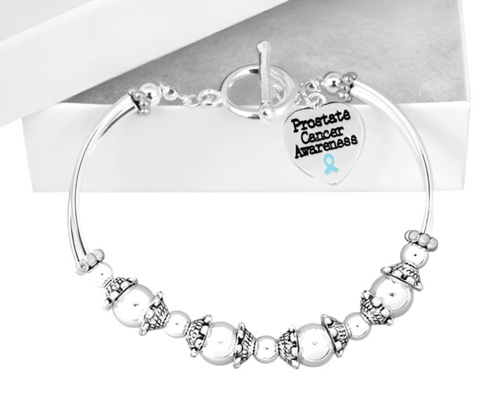 Prostate Cancer Heart Charm Partial Beaded Bracelets - Fundraising For A Cause