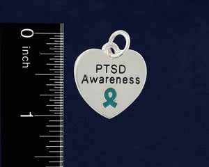 PTSD Heart Awareness Charm Silver Beaded Bracelets - Fundraising For A Cause