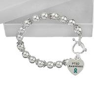 Load image into Gallery viewer, PTSD Heart Awareness Charm Silver Beaded Bracelets - Fundraising For A Cause