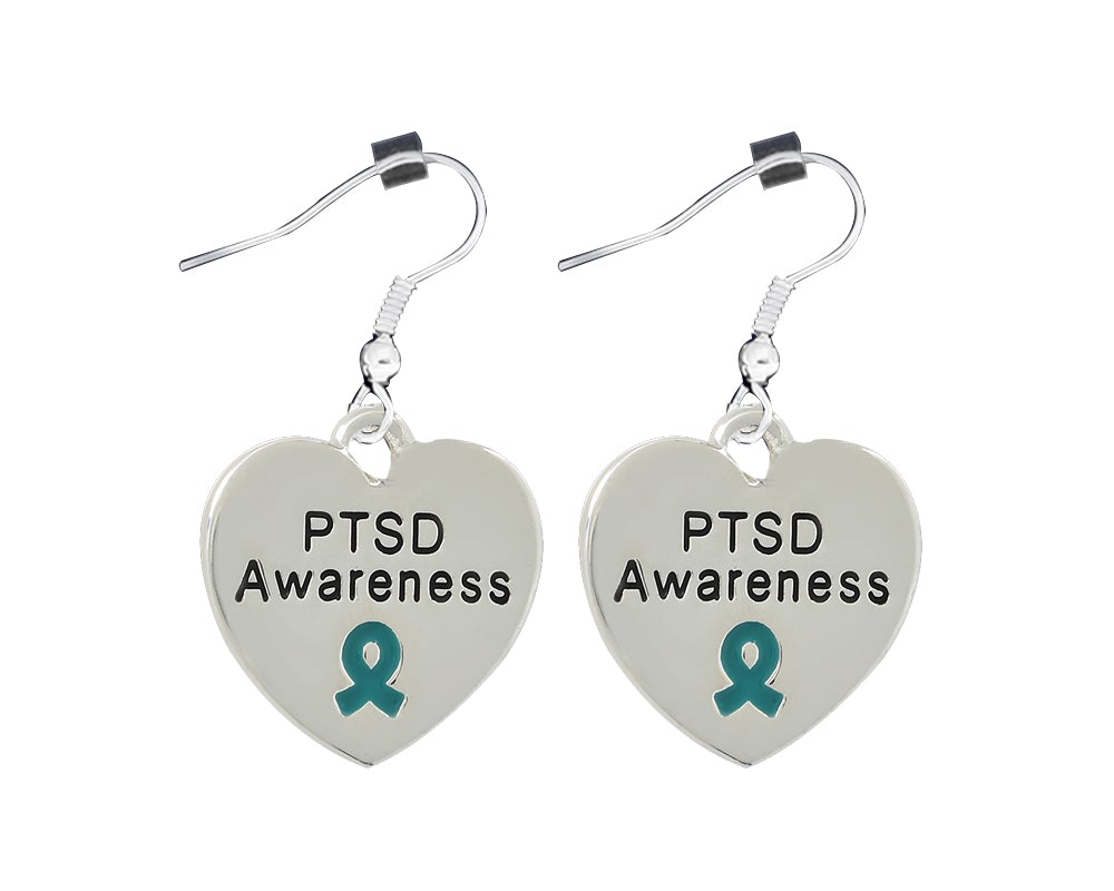 PTSD, Post Traumatic Stress Disorder Awareness Heart Earrings - Fundraising For A Cause