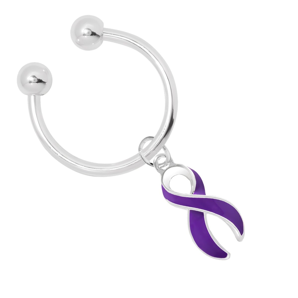 Purple Ribbon Horseshoe Key Chains - Fundraising For A Cause