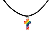 Load image into Gallery viewer, Rainbow Cross Charm on Black Cord Necklaces - Fundraising For A Cause