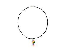 Load image into Gallery viewer, Rainbow Cross Charm on Black Cord Necklaces - Fundraising For A Cause