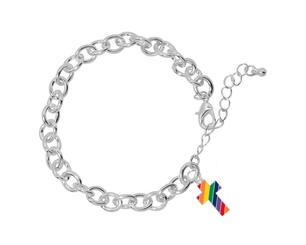 Rainbow Flag Cross Charm Bracelets - Fundraising For A Cause