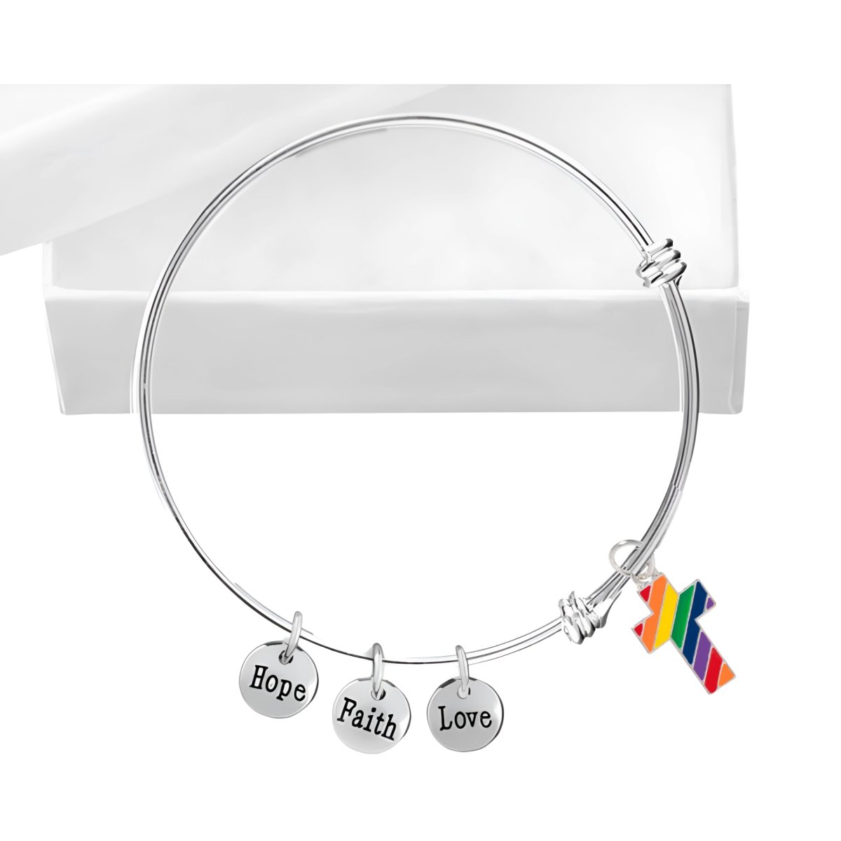 Rainbow Flag Cross Charm Retractable Bracelets - Fundraising For A Cause