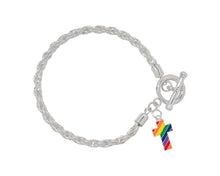 Load image into Gallery viewer, Rainbow Flag Cross Charm Silver Rope Bracelets - Fundraising For A Cause