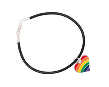 Load image into Gallery viewer, Rainbow Heart Gay Pride Black Cord Bracelets - Fundraising For A Cause