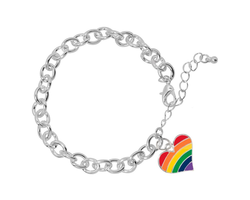 Rainbow Heart Gay Pride Charm Bracelets - Fundraising For A Cause
