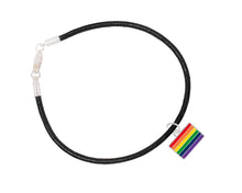 Load image into Gallery viewer, Rainbow LGBTQ Rectangle Charm on Black Cord Bracelets - Fundraising For A Cause