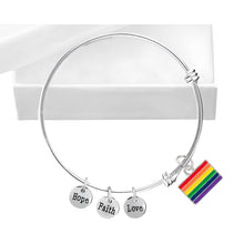 Load image into Gallery viewer, Rainbow LGBTQ Rectangle Charm Rectratable Bracelets - Fundraising For A Cause