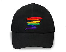 Load image into Gallery viewer, Rainbow Pride Squiggle Baseball Hats in Black - Fundraising For A Cause