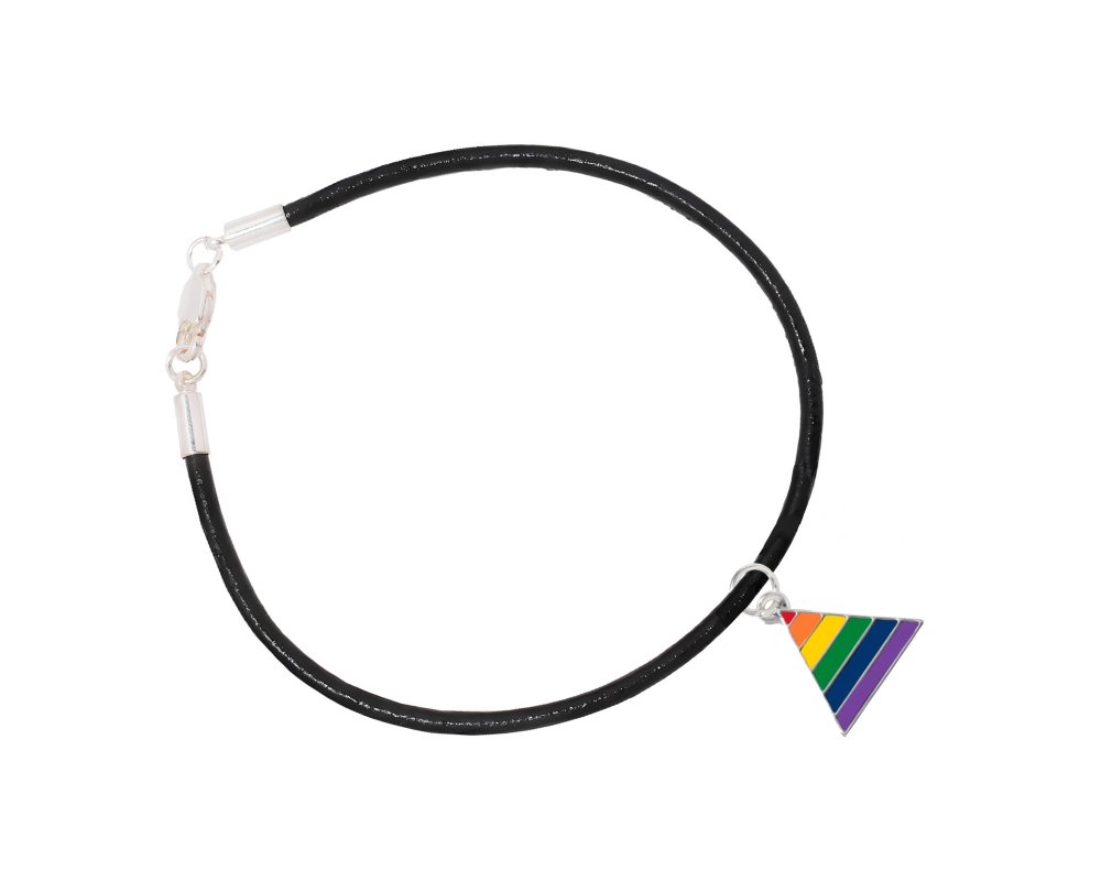 Rainbow Triangle Charm Black Cord Bracelets - Fundraising For A Cause