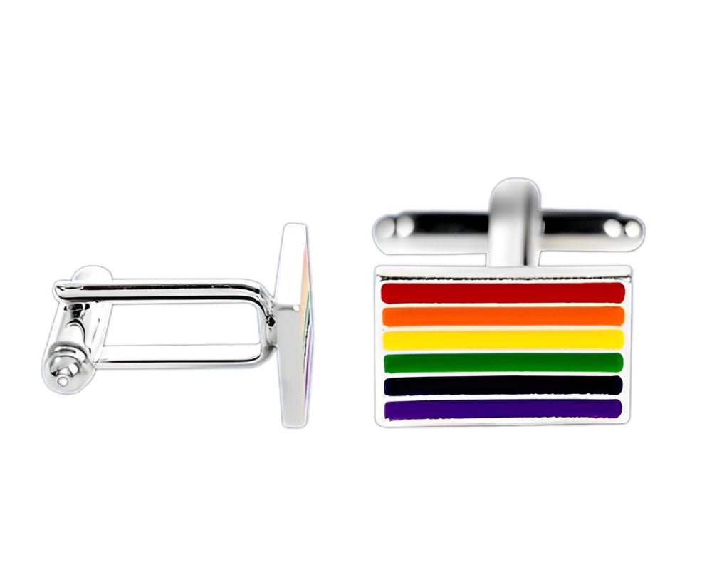 Rectangle Rainbow Flag Cufflinks - Fundraising For A Cause