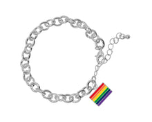 Load image into Gallery viewer, Rectangle Rainbow Gay Pride Flag Charm Bracelets - Fundraising For A Cause