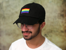 Load image into Gallery viewer, Rectangle Rainbow Gay Pride Hats in Black - Fundraising For A Cause