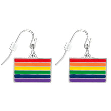Load image into Gallery viewer, Rectangle Rainbow Pride Hanging Earrings - Fundraising For A Cause