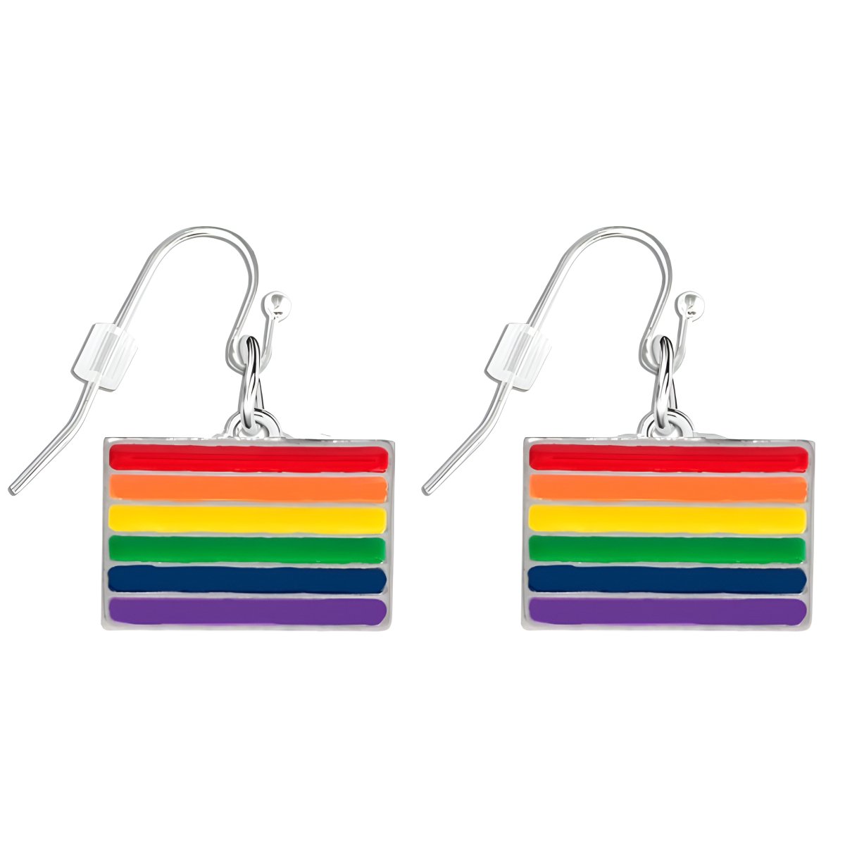 Rectangle Rainbow Pride Hanging Earrings - Fundraising For A Cause