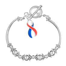 Load image into Gallery viewer, Red &amp; Blue Ribbon Charm Partial Beaded Bracelets - Fundraising For A Cause
