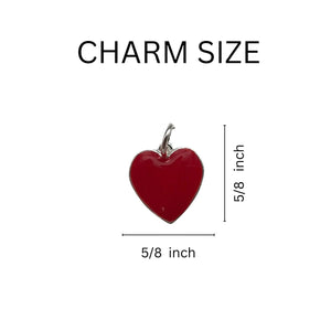 Red Heart Shaped Charm Silver Beaded Bracelets - Fundraising For A Cause