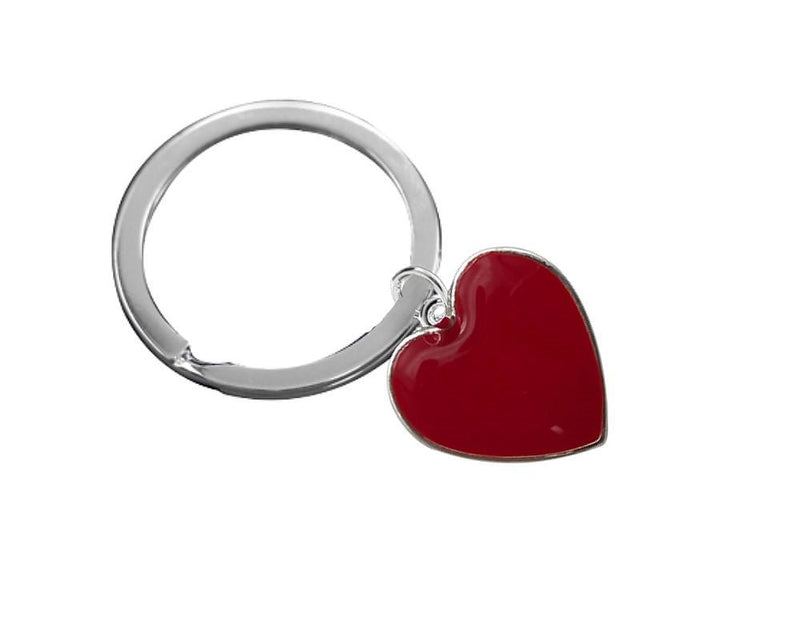 Red Heart Shaped Charm Split Ring Key Chains - Fundraising For A Cause