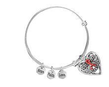 Load image into Gallery viewer, Red Ribbon Heart Retractable Charm Bracelets - Fundraising For A Cause