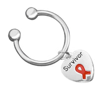Load image into Gallery viewer, Red Ribbon Survivor Heart Charm Key Chains - Fundraising For A Cause