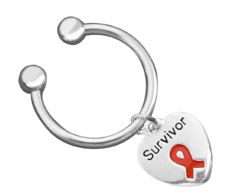 Red Ribbon Survivor Heart Charm Key Chains - Fundraising For A Cause