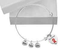Load image into Gallery viewer, Red Ribbon Survivor Heart Retractable Charm Bracelets - Fundraising For A Cause