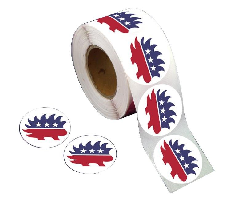 Red White & Blue Porcupine Libertarian Stickers - Fundraising For A Cause
