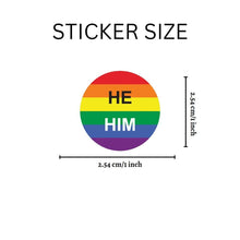 Load image into Gallery viewer, Roll He Him Pronoun Rainbow Flag Stickers - The Awareness Company
