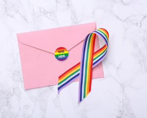 Roll She Her Pronoun Rainbow Flag Stickers - The Awareness Company