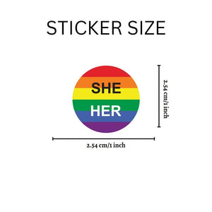Roll She Her Pronoun Rainbow Flag Stickers (250 Per Roll) - Fundraising For A Cause