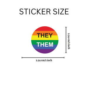 Roll They Them Pronoun Rainbow Flag Stickers (250 Per Roll) - Fundraising For A Cause