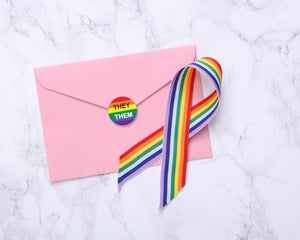 Roll They Them Pronoun Rainbow Flag Stickers (250 Per Roll) - Fundraising For A Cause