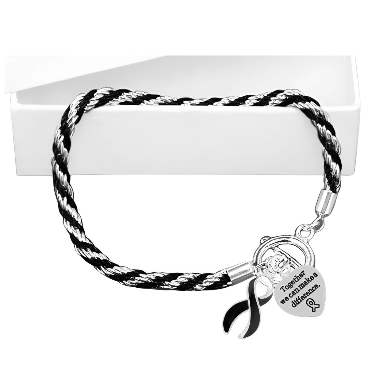 Rope Style Black Ribbon Bracelets - Fundraising For A Cause