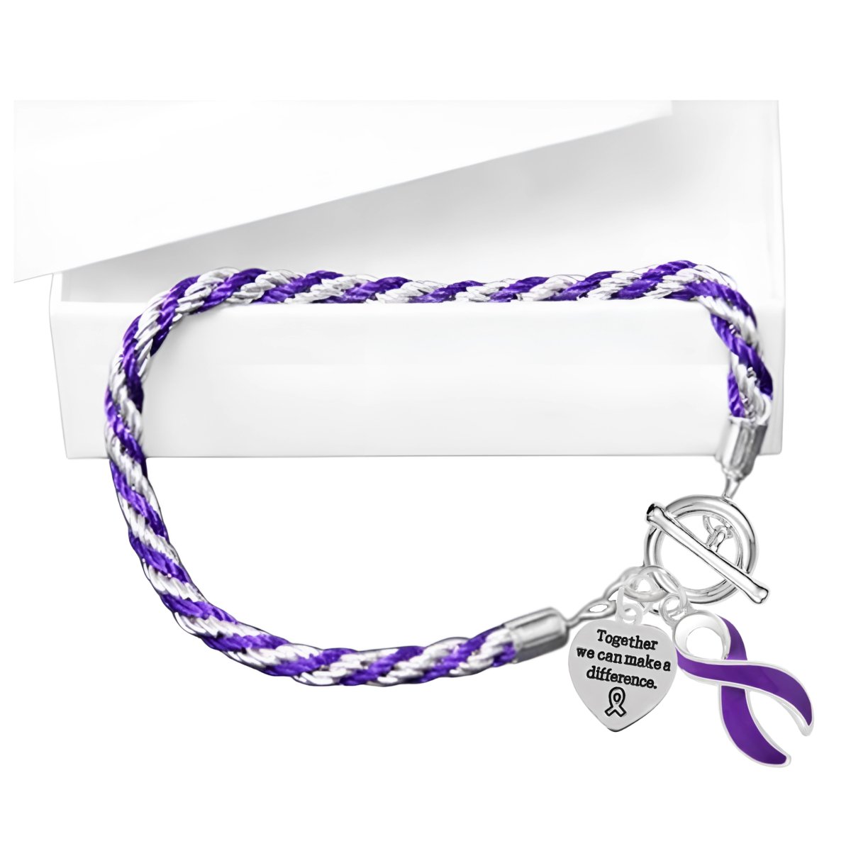 Rope Style Purple Ribbon Bracelets - Fundraising For A Cause