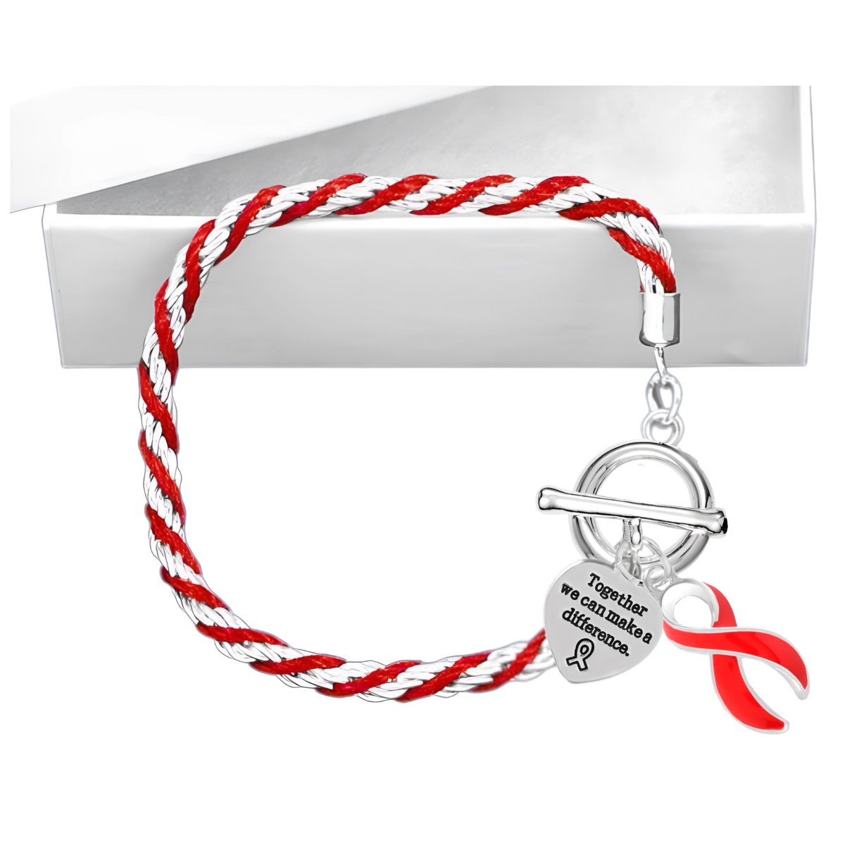 Rope Style Red Ribbon Bracelets - Fundraising For A Cause