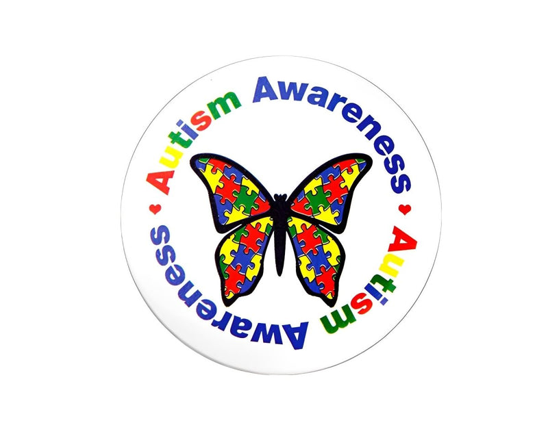 Round Autism Awareness Butterfly Button Pins - Fundraising For A Cause
