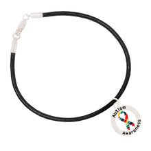 Load image into Gallery viewer, Round Autism Awareness Ribbon Leather Cord Bracelets - Fundraising For A Cause