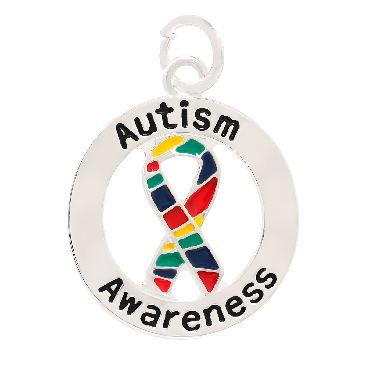Round Autism Awareness Words with Ribbon Charms - Fundraising For A Cause