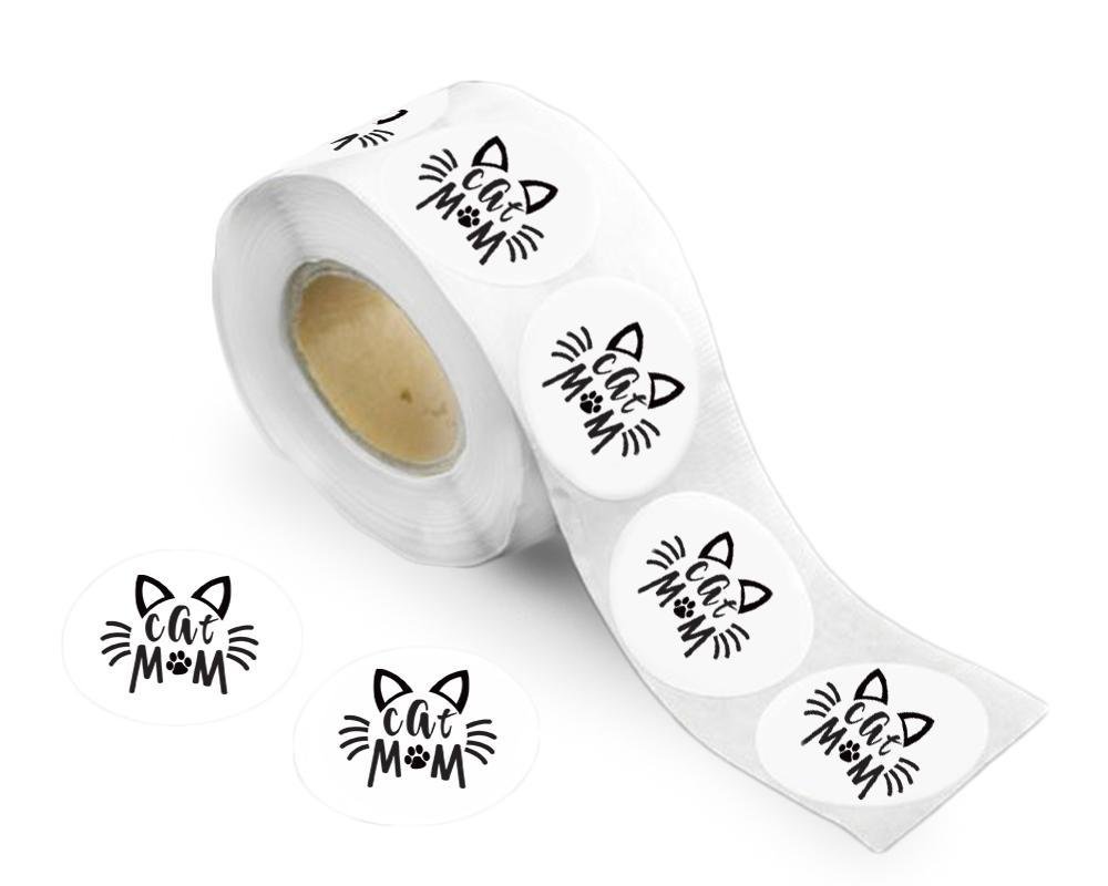 Round Cat Mom Stickers (Stickers) - Fundraising For A Cause