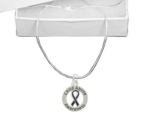 Round Child Abuse Awareness Ribbon Necklaces - Fundraising For A Cause