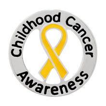 Load image into Gallery viewer, Round Childhood Cancer Awareness Ribbon Pins - Fundraising For A Cause