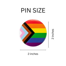Load image into Gallery viewer, Round Daniel Quasar &quot;Progress Pride&quot; Rainbow Flag Pins - Fundraising For A Cause
