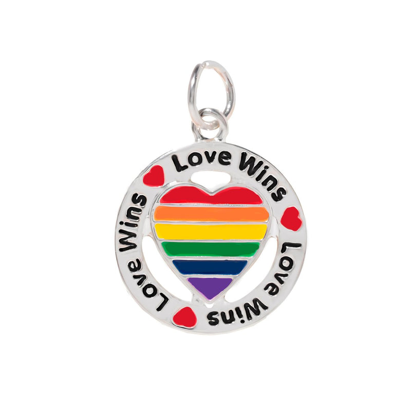 Round Rainbow Heart Love Wins Charms - Fundraising For A Cause
