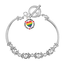 Load image into Gallery viewer, Round Rainbow Heart Love Wins Partial Beaded Bracelets - Fundraising For A Cause