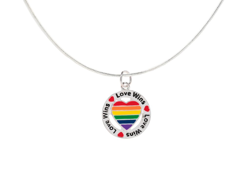 Round Rainbow Love Wins Charm Necklace - Fundraising For A Cause